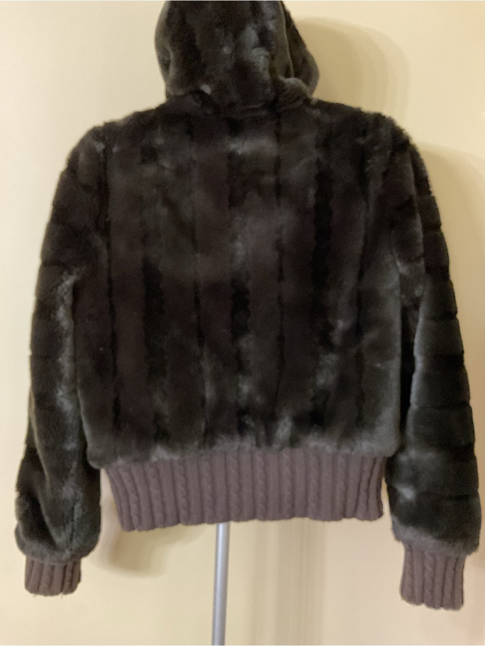 Juicy Couture Dark Brown Faux Fur Hooded Bomber Jacket - Picture 7 of 9